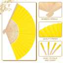 Yinkin 100 Pack Folding Fans Bamboo Handheld Folded Craft Hand Japanese Chinese Fans for Weddings Bridal Dancing Church DIY Decoration Women Gift Party Favors (Yellow)