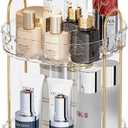 COMVTUPY 360° Rotating Makeup Organizer - Large Capacity Makeup Skincare Perfume Organizer Bathroom Organizer for Countertop Green 2 Tier