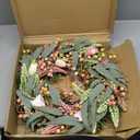 Halloween Wreath Wreath for Home Seasonal Holiday Featuring Elegant Wheat and Pumpkin Design Perfect for Door Wall or Indoor Use (Green, 55x55x8cm)