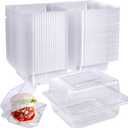 100 Pcs Clear Hinged Plastic Containers with Lids,Individual Cake Slice Containers,Square Plastic Food Container,Disposable Clamshell Take Out Containers for Cakes,Cookies,Pasta,Sandwiches,Salad