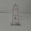 Sungmor Vintage Cast Iron Cookbook Stand, Small Ornate Easel Fleur De Lis Stand, 15.5" Tall Antique White Table Top Display Holder for Recipe Book, Picture Frame, Plate, Home Kitchen Decor