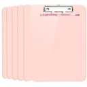 6 PCS A4 Clipboards, Plastic Clipboard with Pen Holder, Clip Boards 8.5x11 with Low Profile Clip, Cute Hanging Clipboard for School Office Supplies Clipboards for Kids, Portable Clip Board for Nurse-Pink