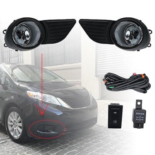 LEVANLIGHT Fog Lights Assembly For Toyota Sienna 2011 2012 2013 2014 2015 2016 2017 |Front Driving Lamps With Halogen Bulbs| Wiring Harness Kit | 81210-08020, 81220-08020 (Black Bezel)