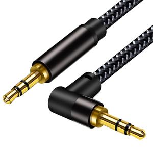 3.5mm Aux Cord Braided 50FT: Hi-Fi Sound Double Layer Shielded Zinc Alloy Case 90 Degree Right 1/8 AUX Cord for Car Compatible with Stereos, Speaker, iPod iPad Smartphone, Headphones