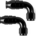 10AN PTFE One Piece Full Flow Hose End Fitting 90 Degree Swivel Only for PTFE Hose Aluminum Black 2PCS