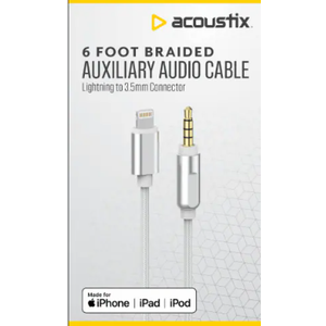 Acoustix™ 3.5mm to Apple Lightning Braided Auxillary Cable - White