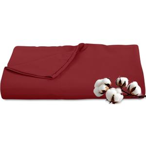 Royale Linens 300 Thread Count 100% Long Staple Combed Cotton Flat Sheet - Super Soft - Top Sheets - Full Flat Sheet Sold Separately - Breathable, Cool & Crisp Percale Sheets Only (Twin XL, Red)
