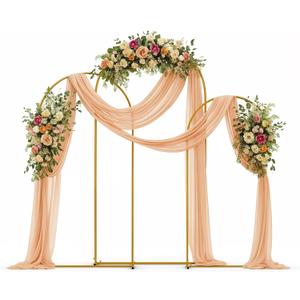 3 Pack Wedding Arch Backdrop Stand, (6FT, 4.9FT, 3.9FT) Gold Balloon Arch Stand, Set of 3 Metal Arched Frame Decoration for Wedding, Birthday, Baby Shower, Party