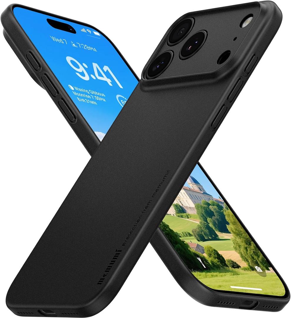 memumi Case for iPhone 17 Pro Max Ultra Thin 0.3mm Lightweight [No-Case Feeling] Matte Hard Cover with Camera Protection for iPhone 17 Pro Max Slim Cover in Minimalist Design, Frosted Black