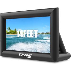 Inflatable Projector Screen - 14FT Outdoor Movie Screen Blow Up for Movie Parties Backyard Outside with Air Blower and Carry Bag, Front and Rear Projection