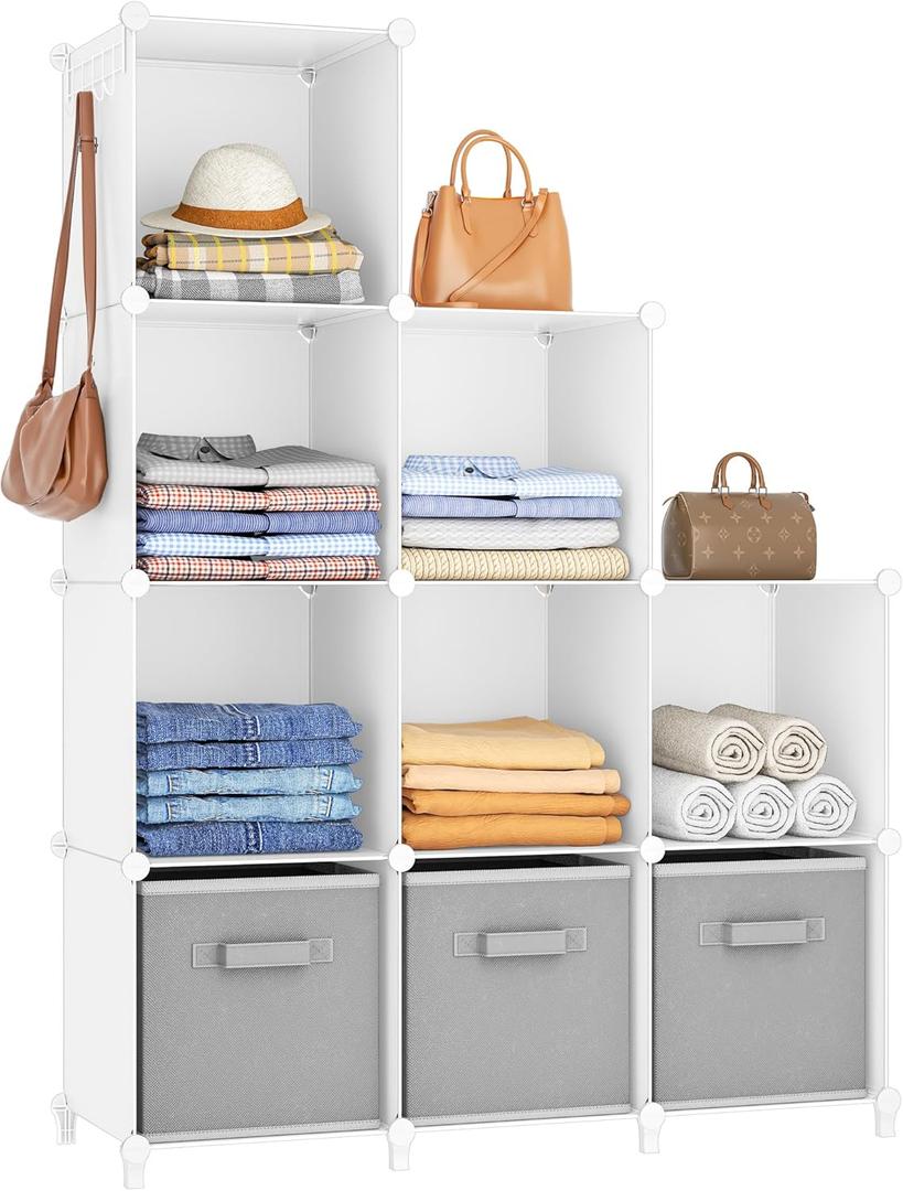 HOMIDEC 9 Cube Storage Organizer, Cubes Shelves for Living Room, Bedroom, White (Large)