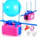 Balloon Pump Electric, Electric Air Pump Replace Manual Balloon Hand Pump, US Standard Plug Balloon Inflator Pump Electric with Dual Nozzles for Balloon Arch, Balloon Stand, Party Decorations (Pink-with Sizer)
