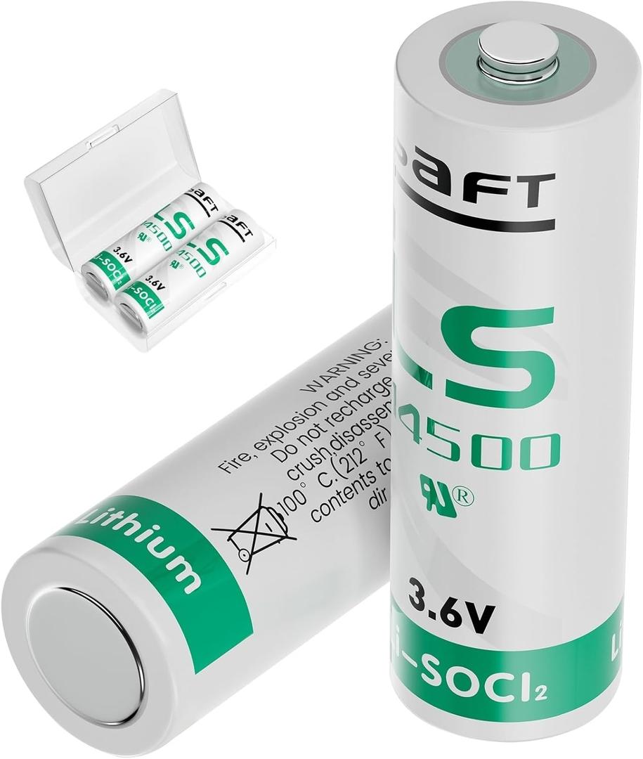 2 Pack LS 14500 AA 3.6v Battery with Case Use for Smart Gauge