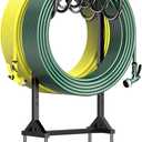 HeroicLion Garden Hose Holder Holds 2 x 151FT Hoses, Heavy-Duty Metal Freestanding Hose Stand Hanger with Stable Base, Rustproof Double Water Hose Holders for Outside Yard Lawn Farm, Black