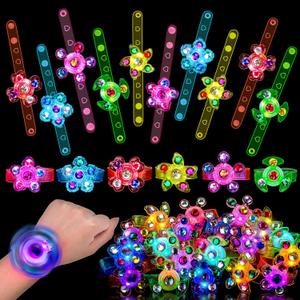 24PCS LED Light Up Fidget Spinner Bracelets Glow Party Favors Bulk for Kids 4-8 8-12 Halloween Goodie Treat Bag Stuffers Classroom Treasure Box Toys Carnival Prizes Pinata Filler Birthday Return Gifts