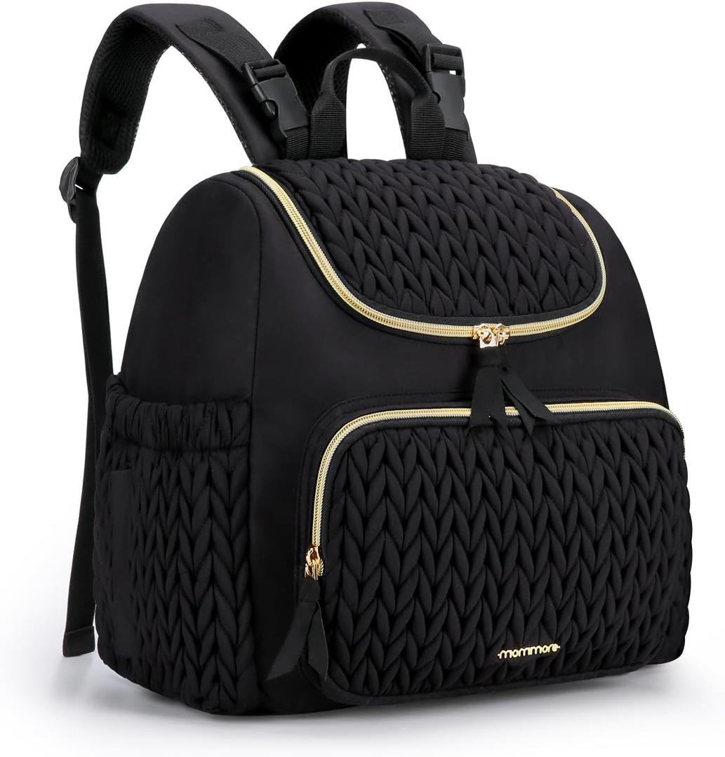 mommore Stylish Small Diaper Backpack with Insulated Pockets, Changing Mat, Stroller Straps
