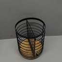 Utensil Holder for Kitchen Counter - 7.2" Large Rotating Utensil Crock, Wooden + Metal Base, Countertop Cooking Tool Spatula Organizer