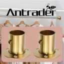 Antrader 4-Pack Stainless Steel Closet Rod Flange- 1 Inch Diameter Adjustable Socket Bracket Support Holder for Pipe, Gold