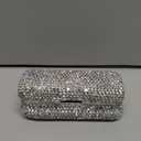 Rhinestone Lipstick Case with Mirror, Bling Crystal Lipstick Case Diamonds Makeup Cosmetic Storage Box Holder for Purse Ladies Fashion (Silver Color)
