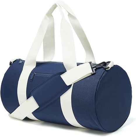 Small Gym Bag Duffel Bag for Women Men Fitness Sports Bag Workout Adjustable Detachable Shoulder Strap Lightweight Carry on Travel Duffle Bag (Navy/Off-White, 19" / Medium / 24L)