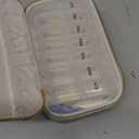 Genuine Leather Travel Pill Organizer Box Case 2 Times a Day for Purse for Women, Cute Medicine Pill Holder Containers for Vitamin Medium Weekly Daily 7 Day Am Pm Pill Organizer(Cyan)