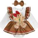 YINGISFITM Baby Girl Christmas Outfit Long Sleeve Romper Dress Santa Onesie Newborn Christmas Clothes for Girls Size 13-18 M