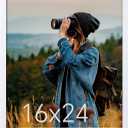 Vittanly 16x24 Poster Frame, Plexiglass, Displays Picture 12x18 with Mat or 16x24 without Mat, PVC Frame Material, Horizontal or Vertical Hanging, 1 Pack, White
