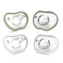 Nanobebe Baby Pacifiers 0-3 Month - Orthodontic, Curves Comfortably with Face Contour, Award Winning for Breastfeeding Babies, 100% Silicone, Baby Registry Gift 4pk, Sage/White