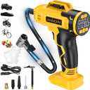 Portable Tire Inflator Air Compressor Compatible with Dewalt 20V Battery, DC 12V Car Power Supply, 160PSI Cordless Air Pump with LCD Pressure Gauge, LED Light, 5 Preset Modes for Car, Bike, Ball