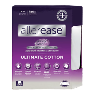 AllerEase Ultimate Cotton Top Mattress Cover Protector, Queen - Zippered, Waterproof