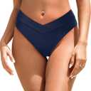Zmart Women V Cut Cheeky Bikini Bottom - High Cut Bathing Suit Bottom Mid Rise Swim Bottoms Swimsuit (Large)