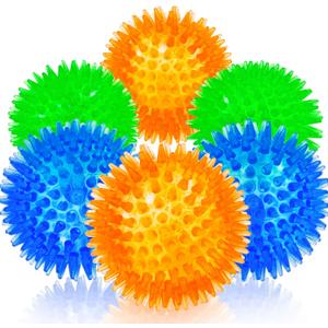 SHARLOVY Squeaky Balls for Pet Small Puppy, TPR Fetch Spike Balls for Dogs, Rubber 6 Pack Bright Colors Chew Teething Dog Toys (Multi)