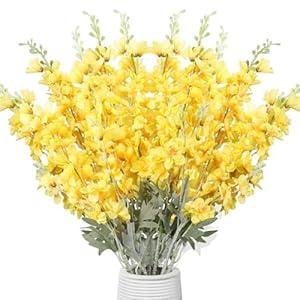 12 Pcs Delphinium Artificial Flowers, 33.5'' Long Stem Lifelike Faux Silk Flower Fake Look Real Bouquet for Tall Vase DIY Wedding Party Home Kitchen Arrangement Decor(Dusty Rose)