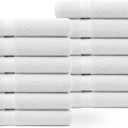 Linteum Textile Supply Premium 13x13 Washcloth (White)  100% Cotton Zero Twist Towels | Absorbent, Quick Dry, Durable for Bathroom, Spa, Gym (12 Pack)