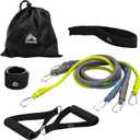 RBX 6 Piece Home Gym Resistance Kit - Light, Medium, Heavy Resistance Bands, Grip Handles, Door Anchor, Ankle Strap & Carry Bag