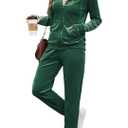 Velour Tracksuit Womens 2 Piece Outfits Velvet Sweatsuit Full Zip Up Hoodie Jacket Jogger Lounge Set size XL