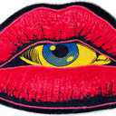 Interesting Red Lip Devil Eye Shape Plush Rugs Lovely Bedroom Comfortable Home Decoration Door Mat Cartoon Bathroom Absorbent Bath Mat Indoor Carpet Kitchen Non-Slip Mats, 31.5x19.5