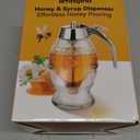 Timtopno Honey Dispenser, Glass Honey Dispenser No Drip, Honey Pot with Stand, 8 oz Honey Jar, Maple Syrup Honey Container, Elegant Honeycomb Design for Home Decor for Any Occasion