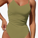 Women's One Piece Swimsuit Tummy Control Cutout Bathing Suit High Waist Ruched Retro Swimwear with O-Ring, Large
