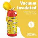 Jarlson Kids Water Bottle CHARLI [12OZ] - Stainless Steel Thermo Bottle with Straw - Insulated, Spill Proof Waterbottle for School & Sports - Thermo Tumbler for Boys & Girls (Vehicles)