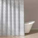 Amazon Basics Geometric Jacquard Fabric Shower Curtain for Bathroom, Lightweight, Waterproof and Washable, 72" W x 98" L, Grey Striped