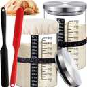 Potchen 2 Set Sourdough Bread Starter Kit 34oz Sourdough Starter Kit with Thermometer Scraper Cloth Cover and Lid Wide Mouth Sourough Bread Baking Supplies(Retro Style,Silver)