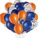 12 Inch Orange Blue and Confetti Balloons, for Weddings Birthdays Bridal Shower Decorations Graduation Party Decorations 3 Style, Pack of 50