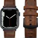 Leather Bands Compatible with Apple Watch 45mm 42mm 44mm Band Men Women, Vintage Genuine Leather Wristband Replacement Band Compatible for iwatch Series 9 8 7 6 5 4 3 2 1 SE3 (Distressed Walnut)