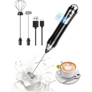 Rechargeable Milk Frother, Coffee Frother Handheld Wand, IP67 Waterproof Electric Foam Maker, High Power High-speed Drink Mixer Foamer for Matcha, Lattes, Cappuccino