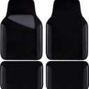 CAR PASS Waterproof Universal Fit Car Floor Mats, Faux Leather Car Carpet Mats, Black Car Mats with Anti-Slip Nibbs Backing & Driver Heel Pad Fit for SUV,Vans,sedans, Trucks,Set of 4pcs(All Black)