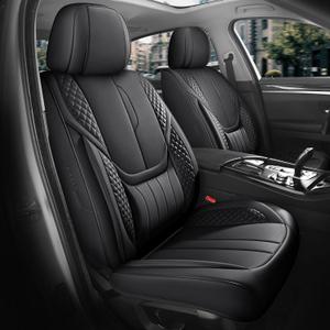 Car Seat Covers Full Set - Universal Seat Covers for Cars SUV Truck  Faux Leather Automotive Seat Covers, Breathable & Waterproof Front and Rear Seat Protectors, Fit for Most Cars-Black