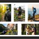 4"x6" Wood Photo Collage Frame 5 Openings, 11"x14" Multi Picture Frame Collage Wall Decor, Brushed Black Frame with White Mat, Solid Pine Wood