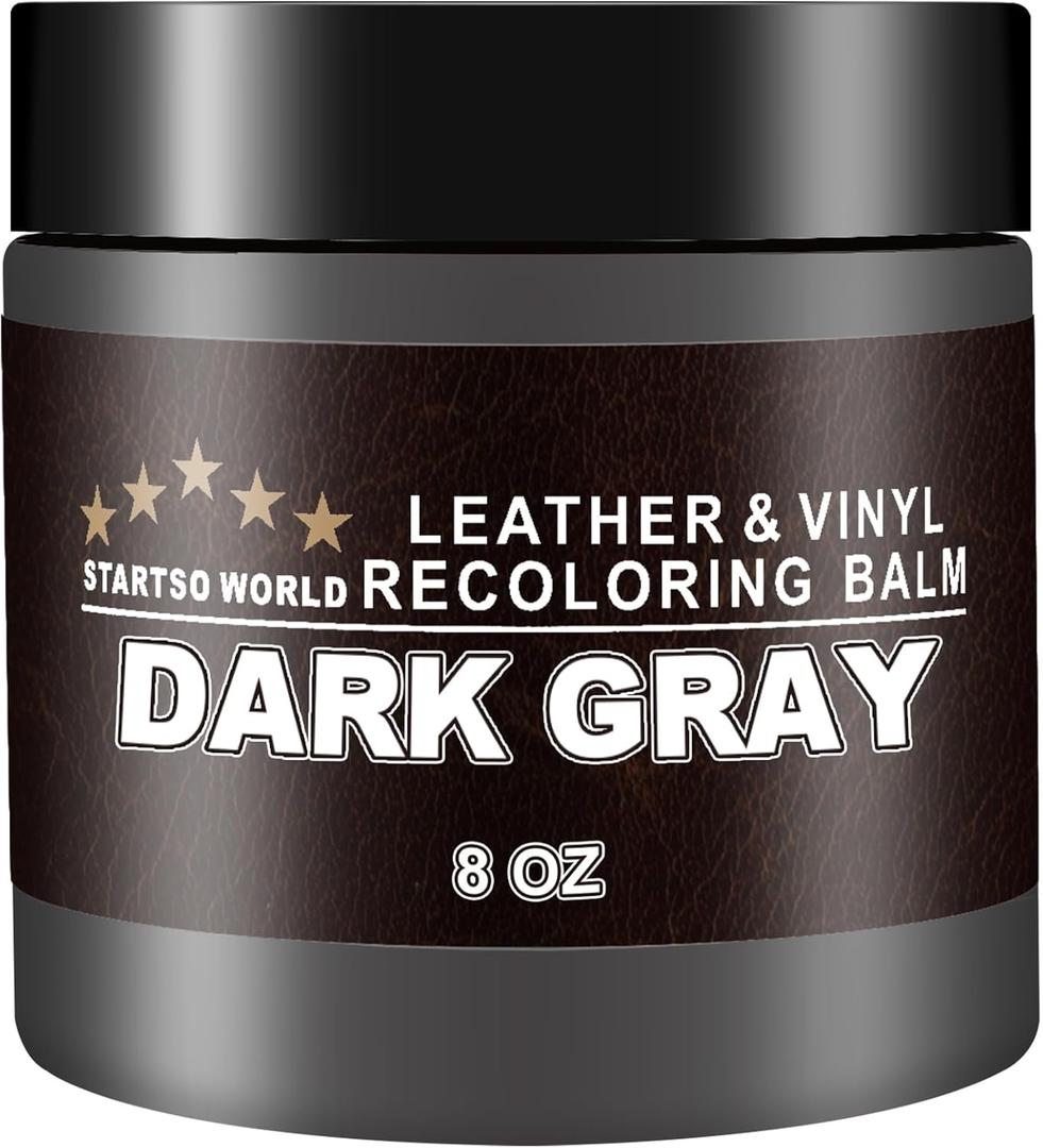 STARTSO WORLD Leather Recoloring Balm, Dark Gray Leather Repair Kit for Furniture, Leather Dye, Leather Color Restorer for Couches, Leather Couch Paint | Repair, Restore  Old, Faded Leather