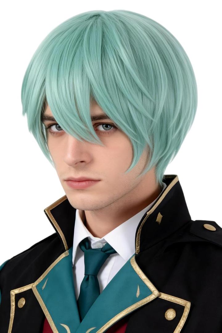 Anime Cosplay Wigs Light Green Short Wigs for Halloween Party Costume Wig